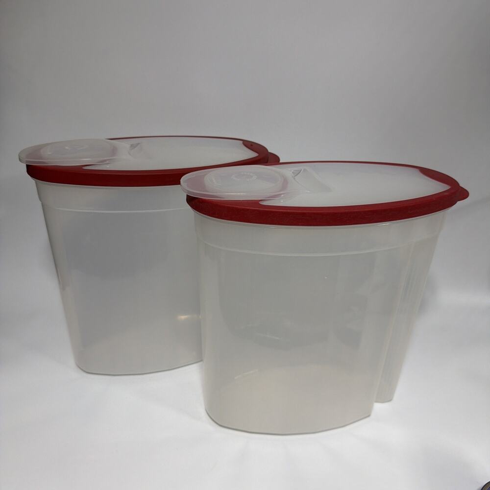 Set 2 Rubbermaid Flex and Seal Cereal Keeper 1.5 Gallon With Red Lids Storage